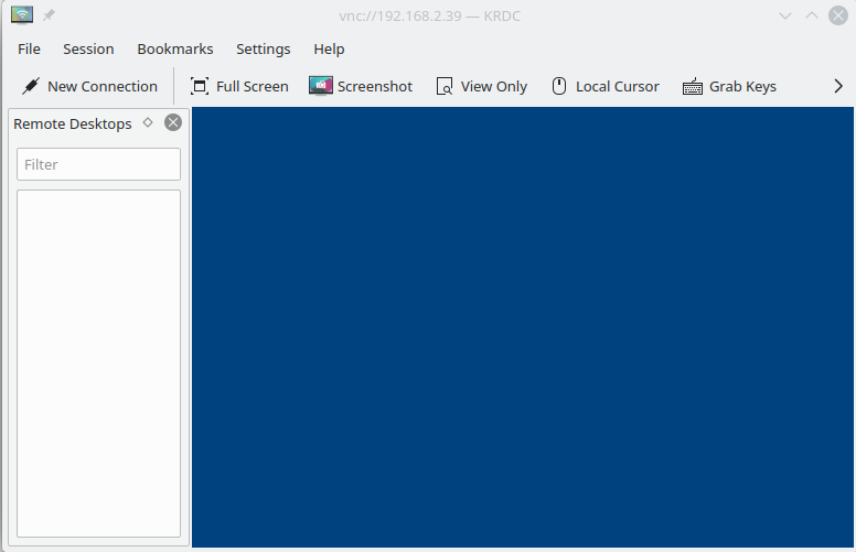 KRDC Blue Screen. No error messages or auth prompt.